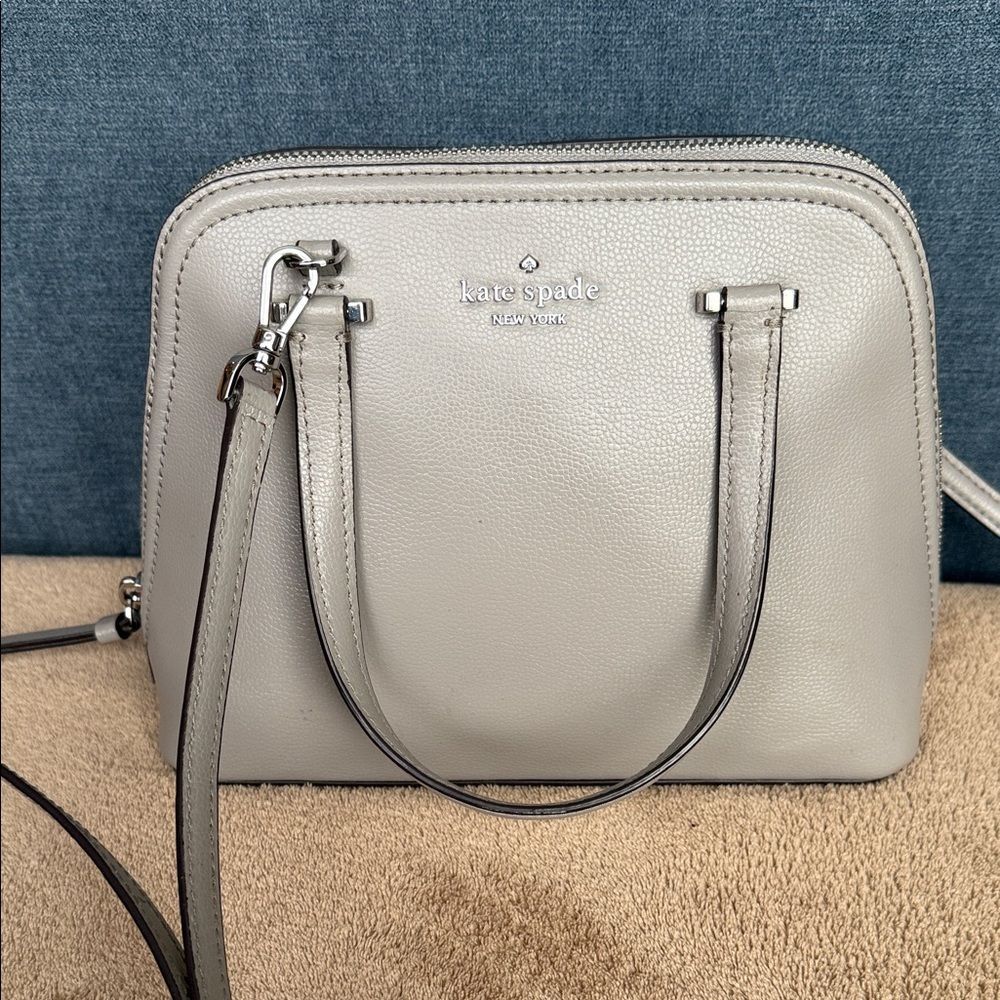 Kate Spade Gray Leather Dome Satchel Crossbody Bag